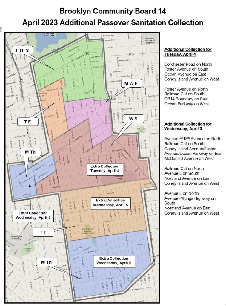 Map with additional sanitation collections for Passover, as described in the body of this post.