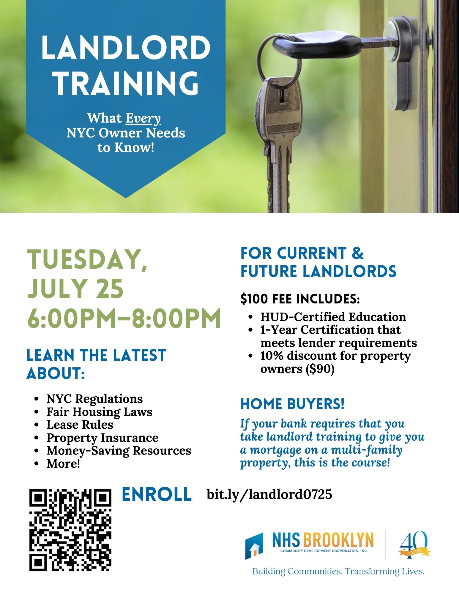 2023-Landlord Training 07252023 flyer with QR code