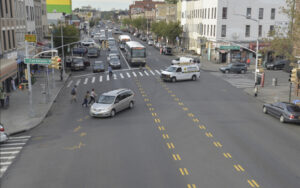Photo that shows the existing configuration of the Cortelyou Road and Coney Island Avenue intersection in early 2018