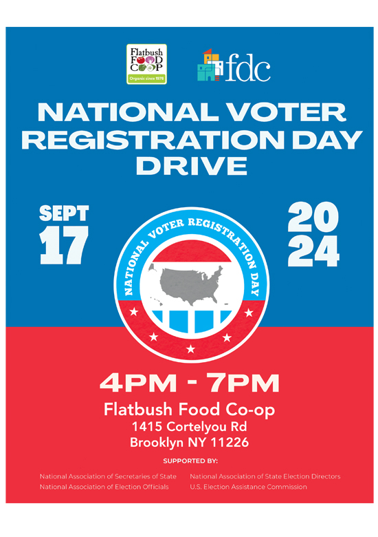 National Voter Registration Day Drive Brooklyn Community Board 14